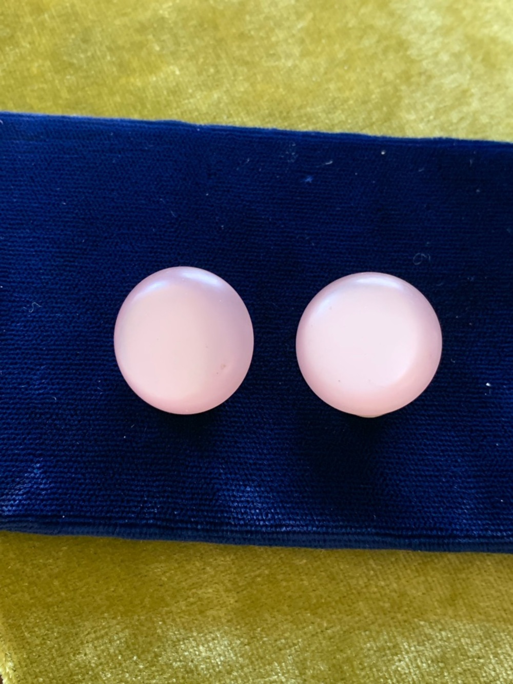 Vintage Very Light Pink Moonglow Button Clip On Earrings